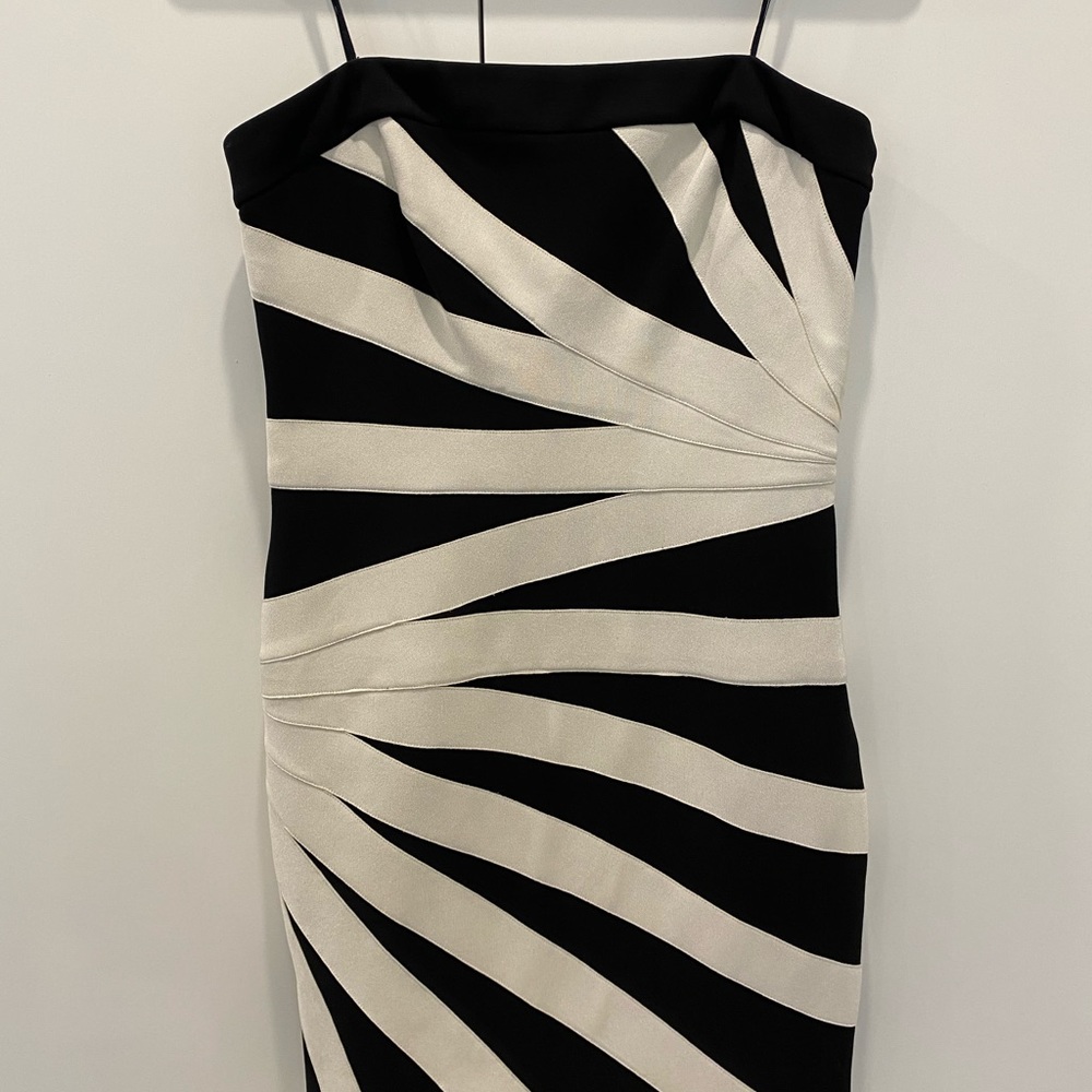 Strapless JS collections black and white dress